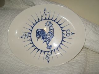 Vintage Blue And White Homer Laughlin Rooster Compass Platter
