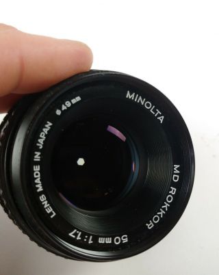 Vintage Minolta Md Rokkor - X 50mm 1:1.  7 Camera Lens,