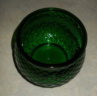 2 Vintage E.  O.  BRODY Emerald Dark Green Glass Fish Scale Planters Bowls 5