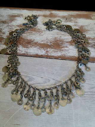 Vintage Kuchi Tribal Jewelry Chain 23 " X 1.  75 " Round Accents