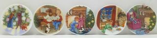 Vintage Hallmark Cards Mini Plate Ornaments Fine Porcelain Set Of 5