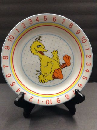 Vintage Children Plate Sesame Street Plate Big Bird Porcelain Numbers