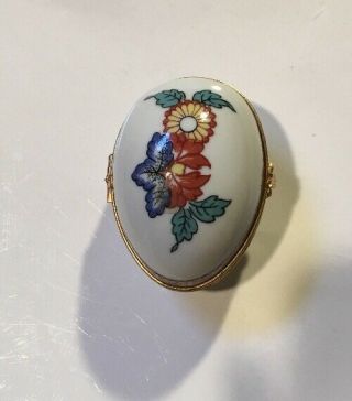 Vintage Limoges Porcelain Egg Trinket Box France Cadeaux