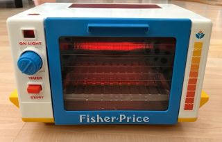 Vintage Fisher Price Fun With Food Golden Glow Toaster Oven Timer That Dings