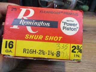 REMINGTON SHUR SHOT empty 16 GA 2 3/4 IN SHOTGUN SHELLS shot shell RED box 2