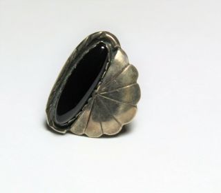 Vintage Southwest Navajo Sterling Silver Black Onyx Ring