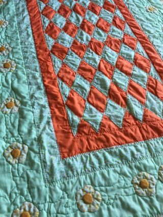 Vintage Handmade Quilt Throw Baby Blanket 48”x 50” EUC 2