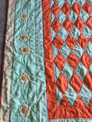 Vintage Handmade Quilt Throw Baby Blanket 48”x 50” EUC 5