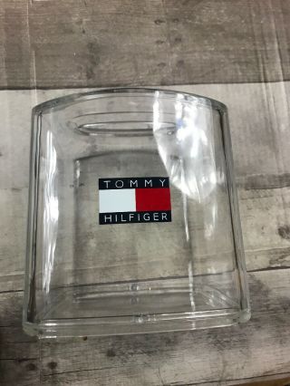 Vintage Tommy Hilfiger Colorblock Logo Tissue Box Holder Clear Acrylic