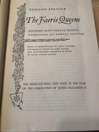 Edmund Spenser THE FAERIE QUEENE Coronation Edition Heritage Press in Slipcase 5