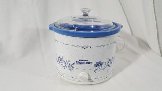 Vintage Rival Crock Pot Slow Cooker With Glass Lid Model 3120 2.  5 Qt Blue Flower