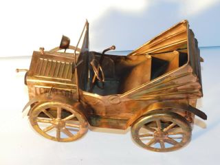Wind - Up Music Box Vintage Copper Tin Model - T Convertible Patina