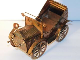 WIND - UP MUSIC BOX VINTAGE COPPER TIN MODEL - T CONVERTIBLE PATINA 2