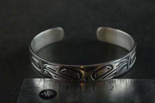 Vintage Sterling Silver Decorative Cuff Bracelet - 28.  5g 4