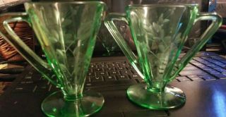 Vintage Green Depression Glass Sugar And Creamer Set