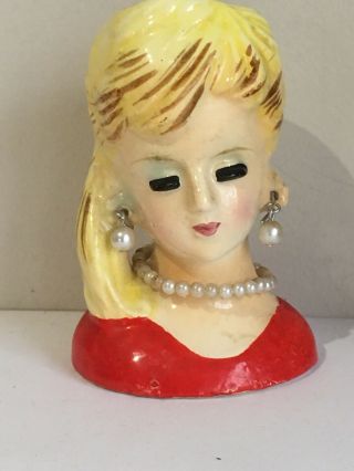 Vintage Lady Head Vase Mini 3 - 1/2 " Napco Napcoware