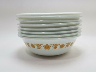 8 Corelle Butterfly Gold 6 1/4 " Cereal Bowls By Corning Vintage 1970 