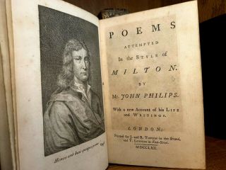 1762 Poems Attempted In The Style Of Milton By Mr.  John Philips