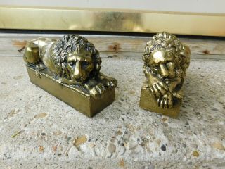 Vintage Lion Brass Bookends Of Antonio Canova 1757 - 1822 Lions