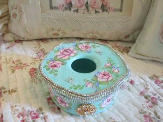 Shabby Chic Hand Painted Roses - Vintage Celluloid Hair Receiver