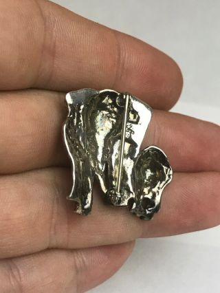 Sterling Silver 925 Vintage Top Quality Elephant & Baby Brooch Pin 10.  5 Grams 4