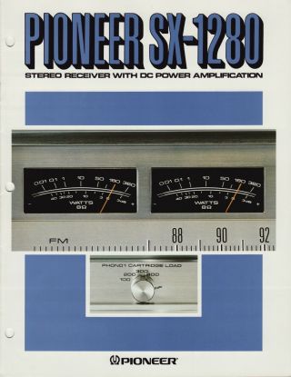 Pioneer Sx - 1280 Stereo Receiver Brochure 1978