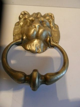 Large Vintage Brass Lions Head Door Knocker.