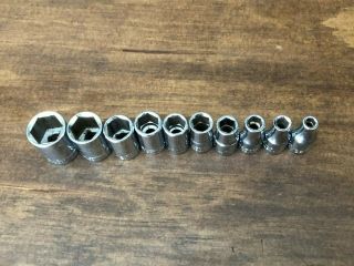 Vintage Craftsman Made In Usa 10 Piece 1/4 " Drive 6 Point Socket Wrench Set