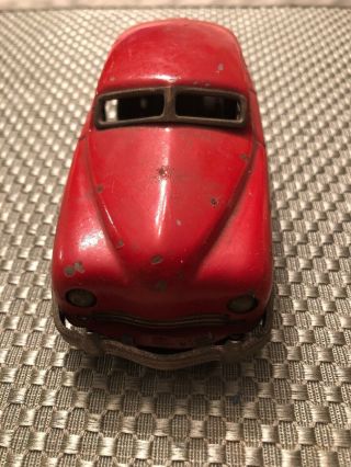 Vintage 1940 ' s Red Sedan Tin Toy Friction Car Made in Occupied Japan 2