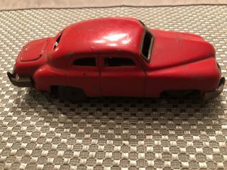 Vintage 1940 ' s Red Sedan Tin Toy Friction Car Made in Occupied Japan 4