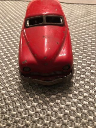 Vintage 1940 ' s Red Sedan Tin Toy Friction Car Made in Occupied Japan 5