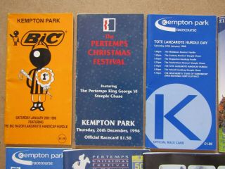 14 x Vintage Kempton Horse Racing Programmes / Racecards from the 1990s/00s 2