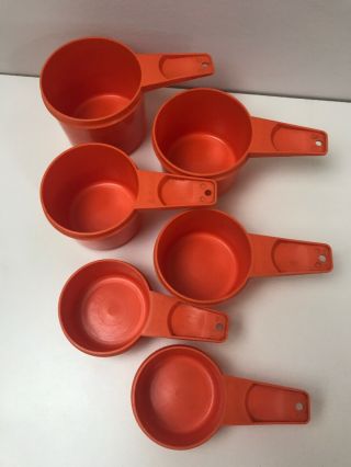 Vintage Orange Tupperware Complete Set Measuring Cups and Spoons,  Mini Funnel 2