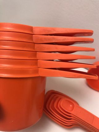 Vintage Orange Tupperware Complete Set Measuring Cups and Spoons,  Mini Funnel 3