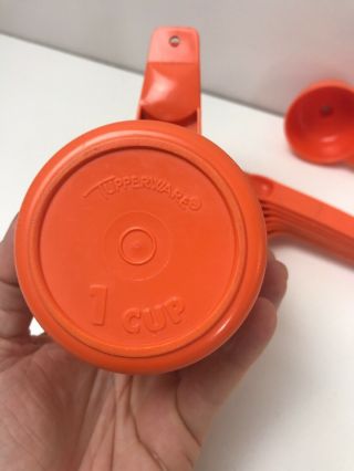 Vintage Orange Tupperware Complete Set Measuring Cups and Spoons,  Mini Funnel 5