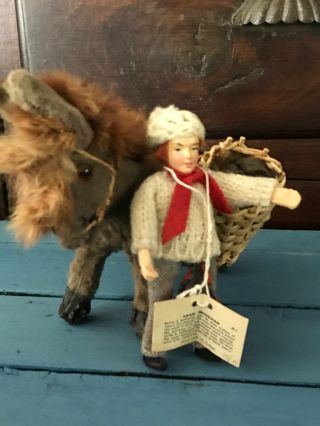 Vintage Handmade Irish Jay Of Dublin Ireland Aran Fisherman Doll With Donkey