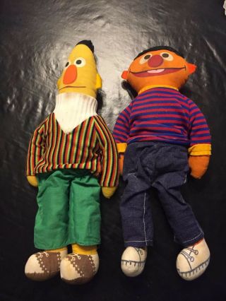 Bert And Ernie Sesame Street Plush Dolls Toys Set Of Two Vintage