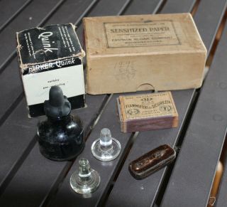 Vintage Grab Bag: Higgins Ink,  Heinz 57 Glass Bottle Cap,  Italian Match Box,  Etc.