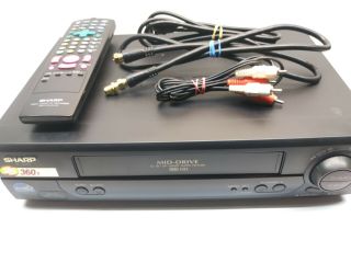 Sharp Vc - A382u Vcr Vhs Video Cassette Tape Player Hq With Remote Cables