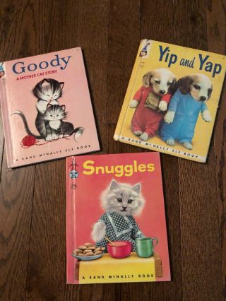 Rand Mcnally Vintage Tip - Top Elf Books: 1958 Yip & Yap And Snuggles,  1952 Goody.