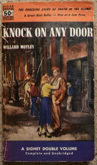 Knock On Any Door By Willard Motley Signet 802 Ab Double Volume James Avati Art