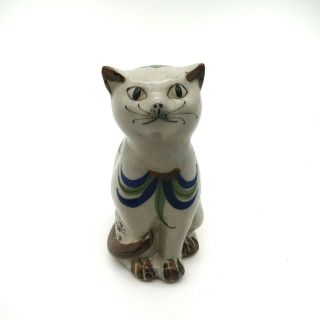 Vintage Ken Edwards Mexican Art Pottery Sitting Cat Figurine Tonala El Palomar