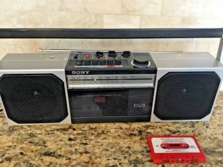 Sony Cfs - 300 Boom Box Am Fm Radio Cassette Player Stereo Boombox Portable Record