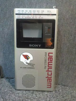 Vintage Sony Watchman FD - 30A VHF UHF AM/FM Stereo,  ST LOUIS CARDINALS 2