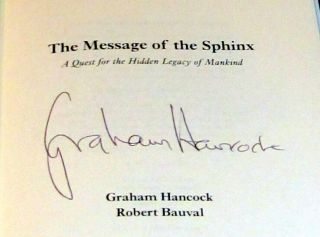 Signed by GRAHAM HANCOCK MESSAGE OF SPHINX Egypt Pyramid Freemason Robert Bauval 3
