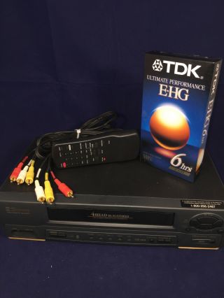 Emerson Ewv601 Vhs Player Vcr With Remote 4 Head Hi - Fi Stereo Vhs Video Recorder