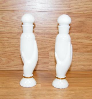 Set Of 2 Vintage Avon Elusive Cologne White Hand Decanter/bottle Only Read