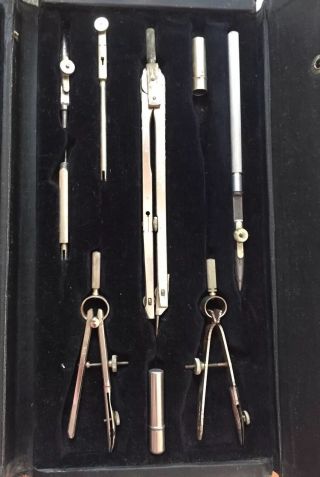 Vintage Charvos Drafting Tool Set No.  612 In Case Compass Dividers,