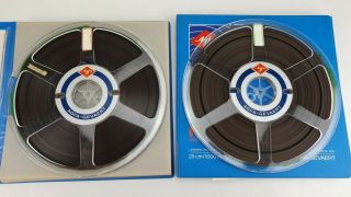 2 Agfa Pe 36 Reels 10 Inch / 25 Cm With Band & Cover For Revox,  Teac,  Akai,  Etc.