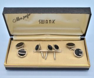 Vintage Boxed Shirt Set 1950s " Men Prefer Swank " Cufflinks & Studs Jewellery